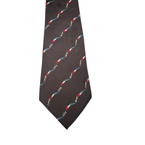 VINTAGE Bicentennial Necktie Dark Grey 1776 1976 Gino Pompeii Silk Made In Italy - Picture 4 of 16